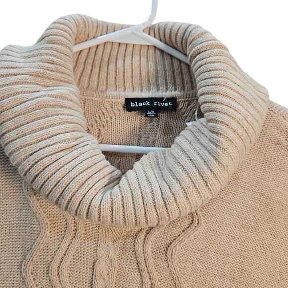 Black Rivet NWT Pink Gold Flecks Cable Knit Poncho Cowl Neck Sweater L/XL - Picture 4 of 9